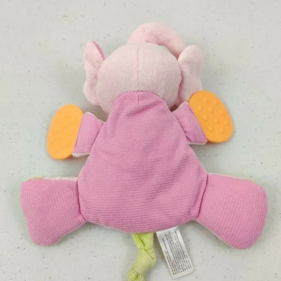Carters Plush Elephant Baby Toy Pink Rattle Teether Crinkle Flat - Picture 6 of 8